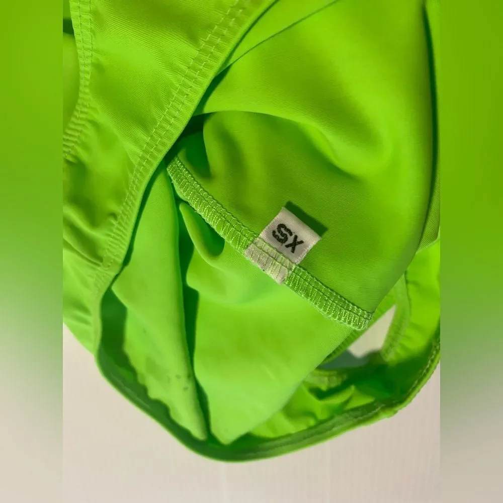Destira gymnastic tank neon green practice leotard Rigert Elite XSA adult